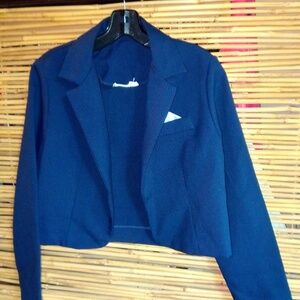 Beautiful S Navy Bolero Jacket Striped Hankie